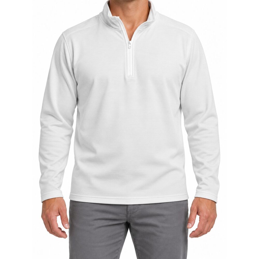 Big Sky Outfitters White Textured Quarter-Zip Pullover | Large